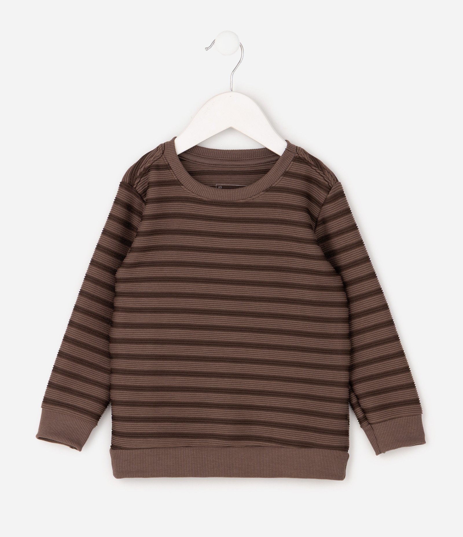 Camiseta Infantil Listras com Texturizada – Tam 1 a 6 Anos Marrom 3