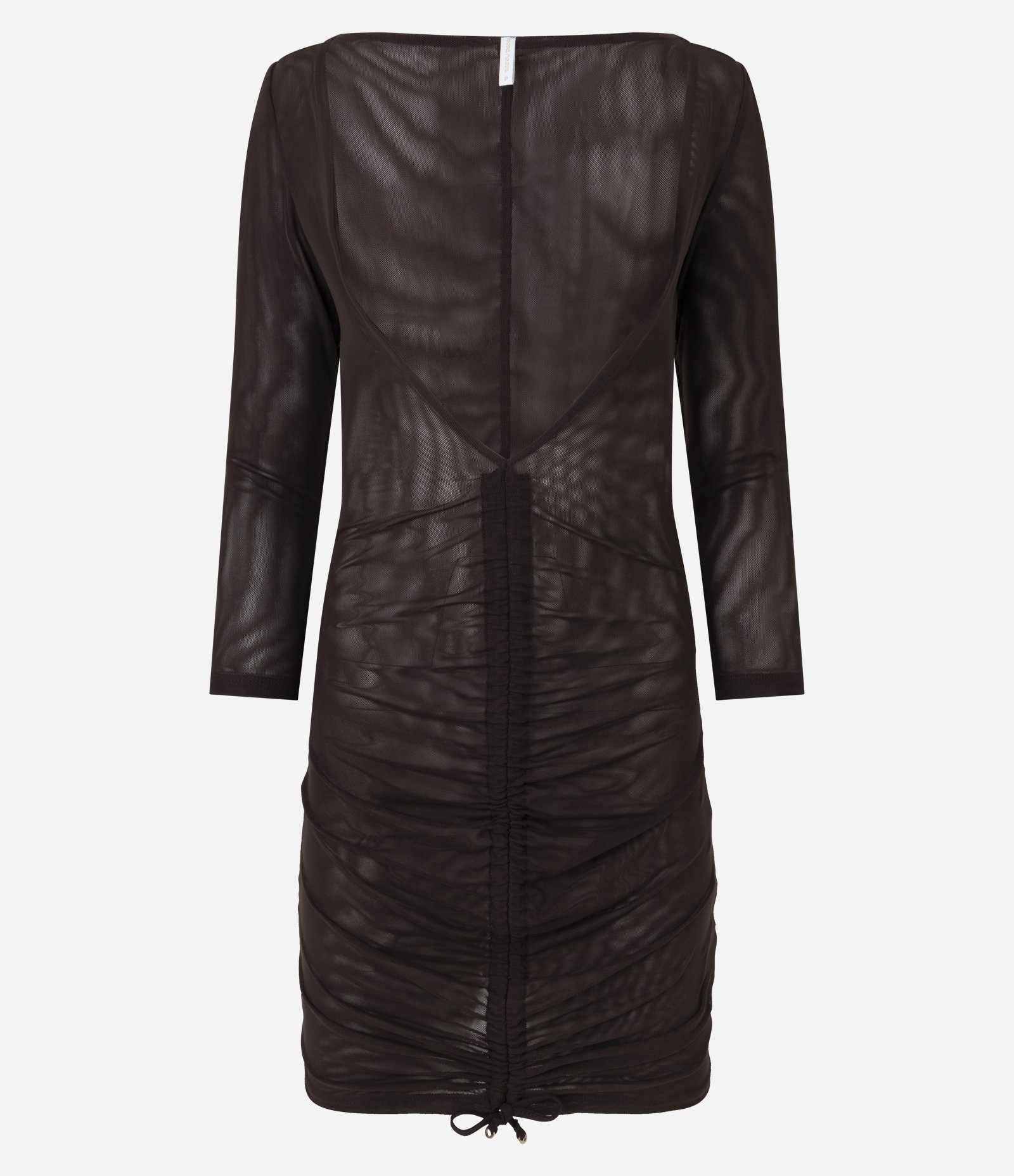 Saída de Praia Vestido em Tule com Franzidos Marrom 1