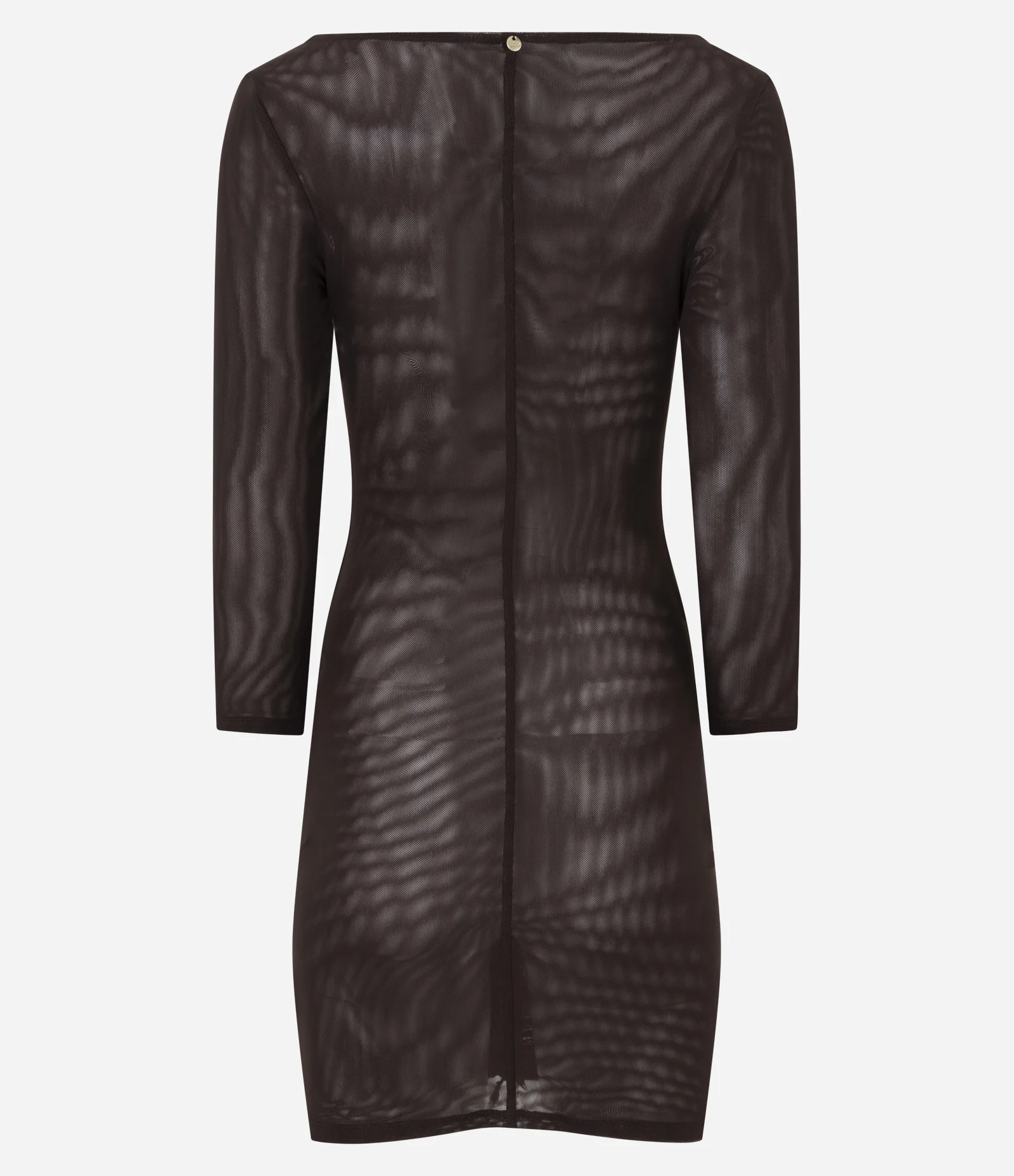 Saída de Praia Vestido em Tule com Franzidos Marrom 2