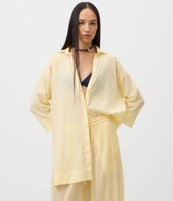 Saída de Praia Chemise em Cotton com Manga 3/4