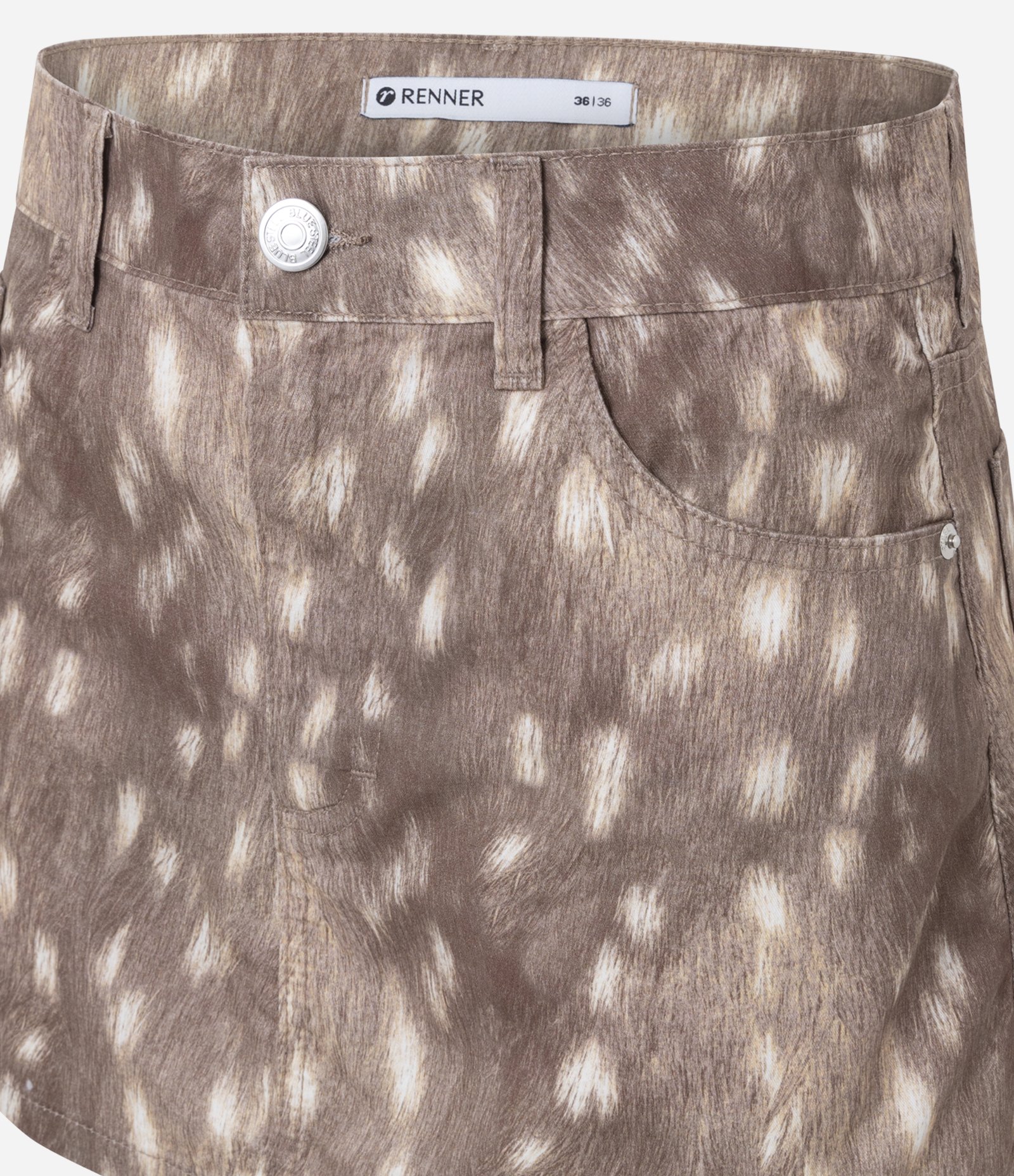 Minissaia em Sarja com Estampa Animal Print Bambi Marrom Clara 2