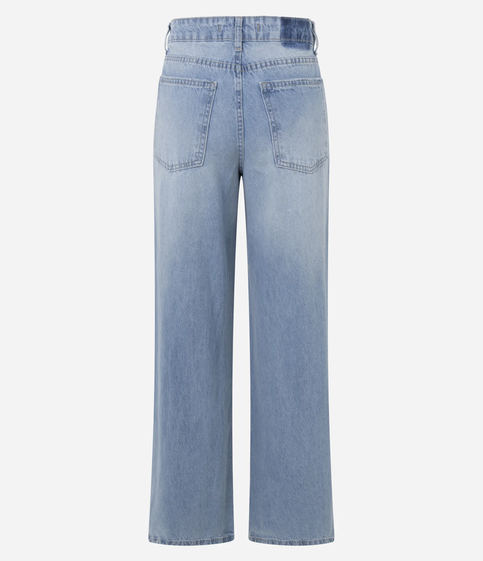 Calça Wide em Jeans com Cintura Baixa e Rasgos Frontais Azul 2