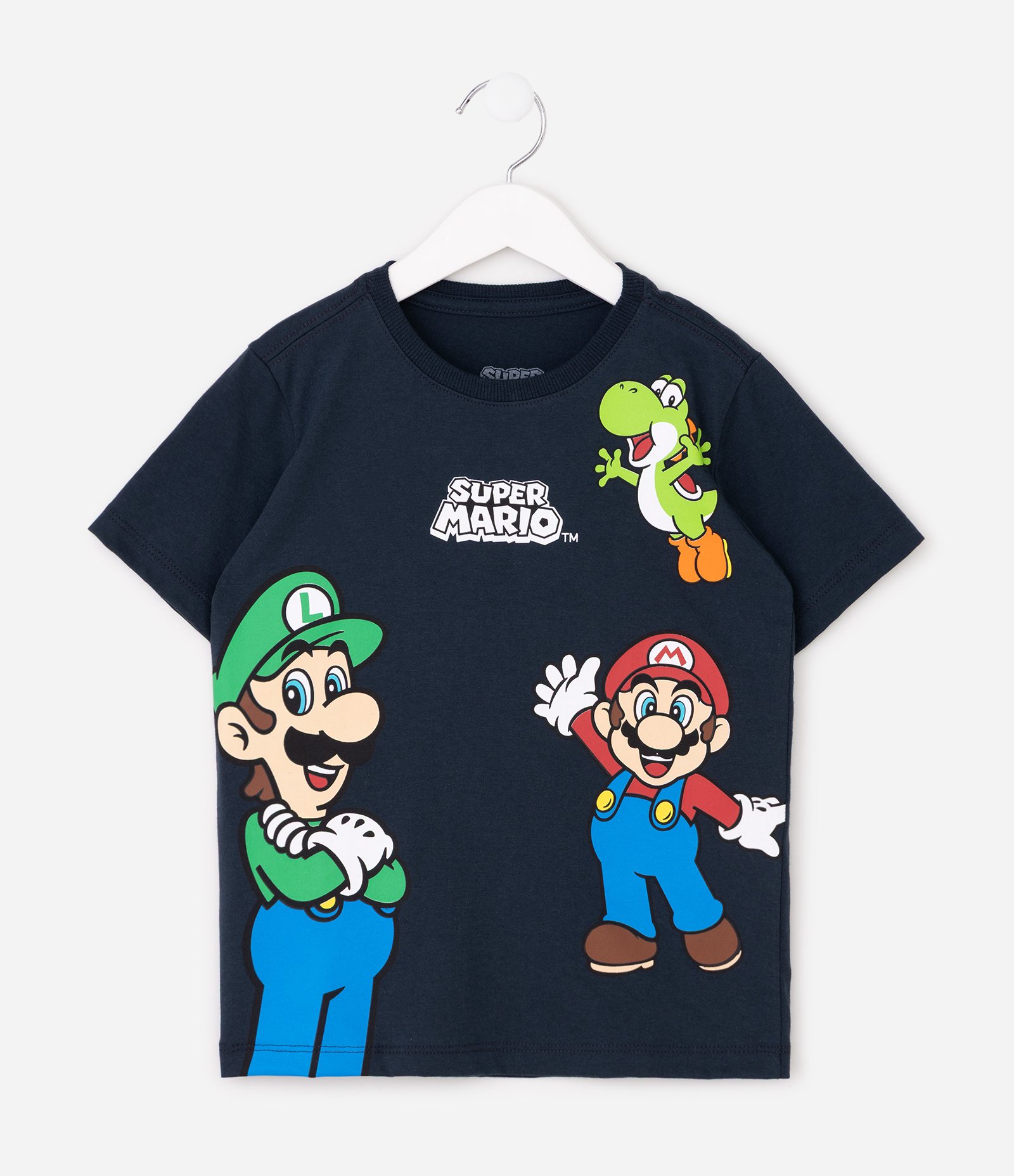Camiseta Infantil Manga Curta Estampa Super Mario – Tam 4 a 10 Anos Azul Escuro 2