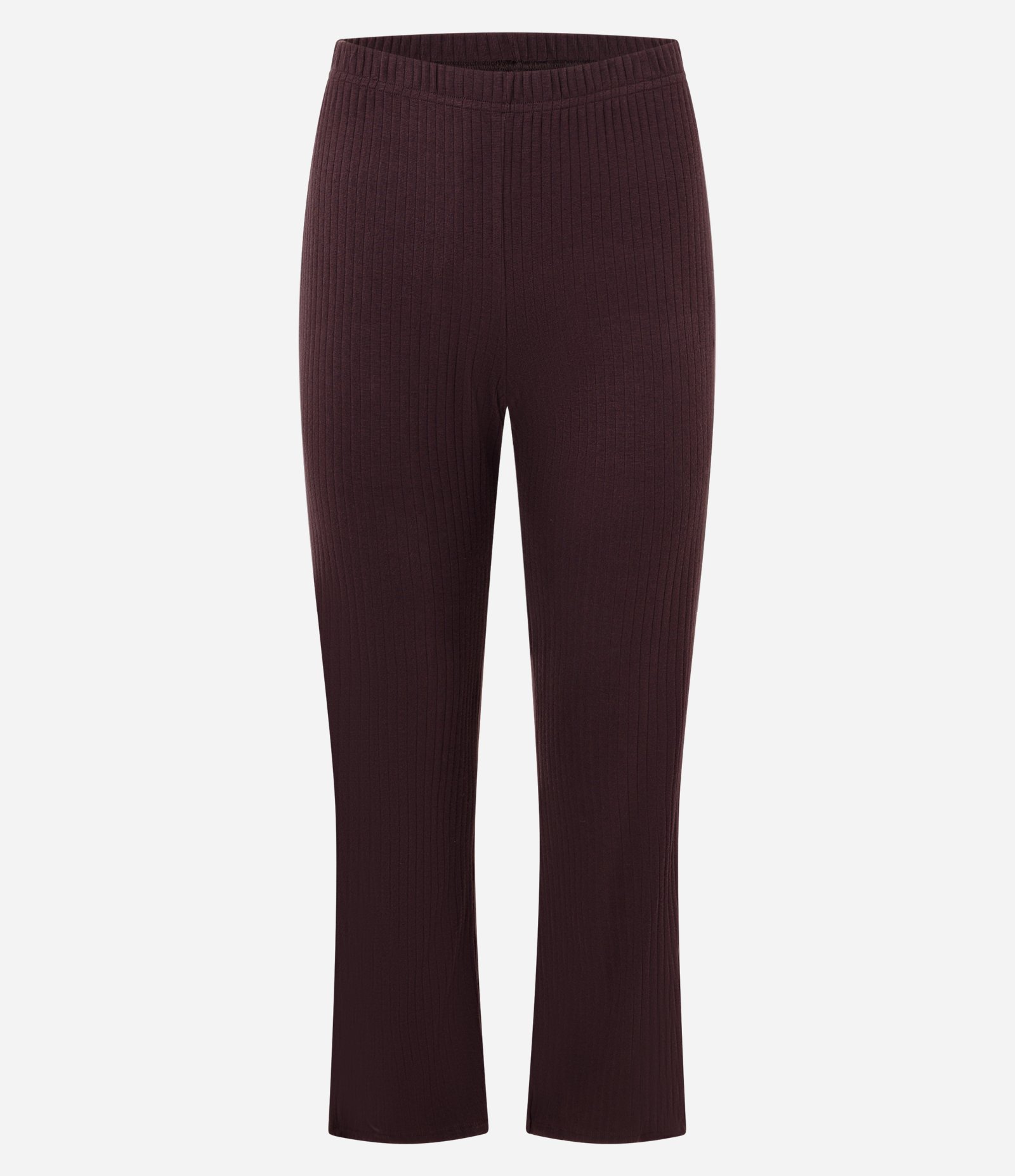Pijama Longo em Ribana com Detalhe de Renda Marrom 8
