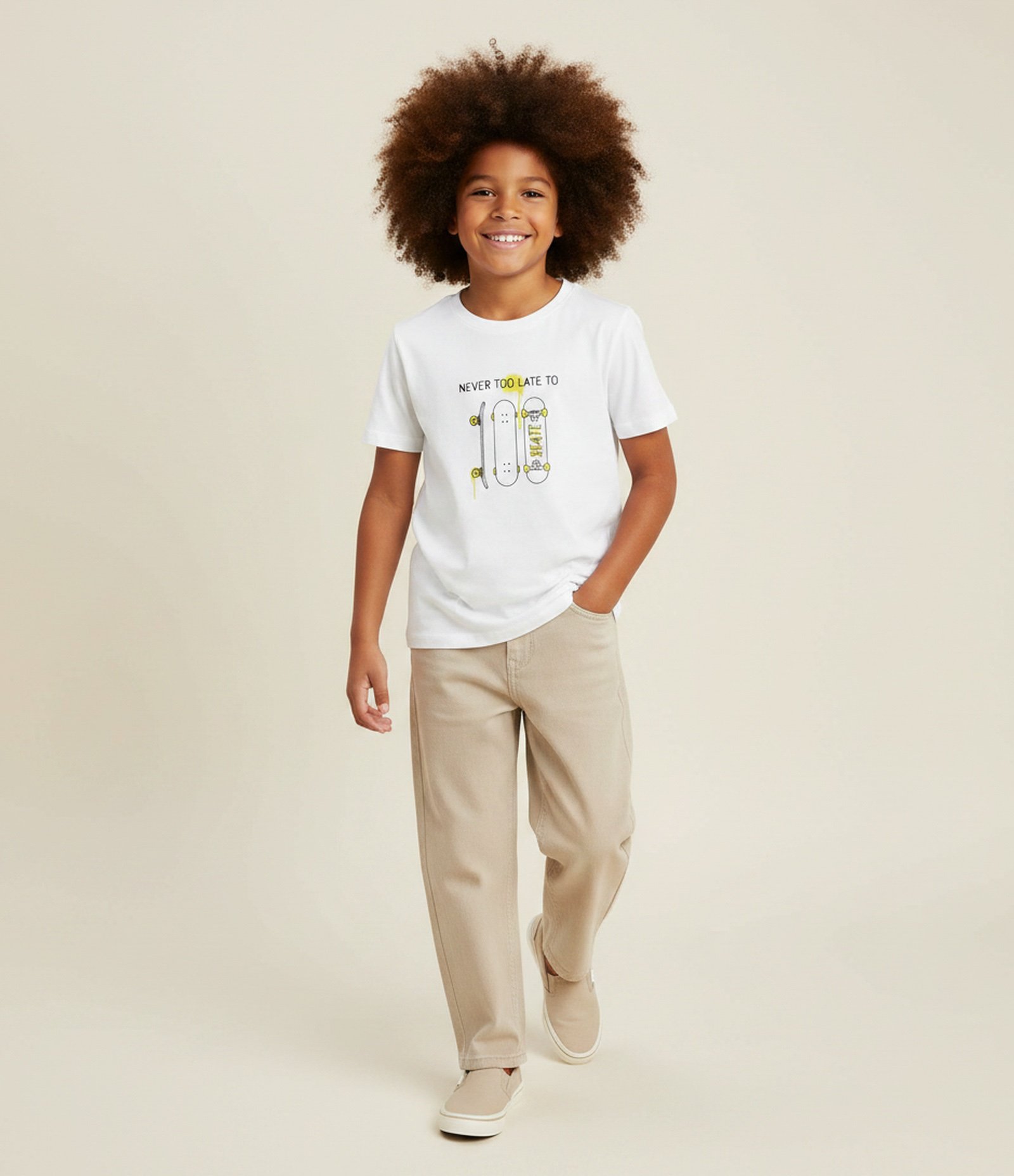 Calça Infantil Baggy em Sarja - Tam 7 a 14 Anos Cinza 1