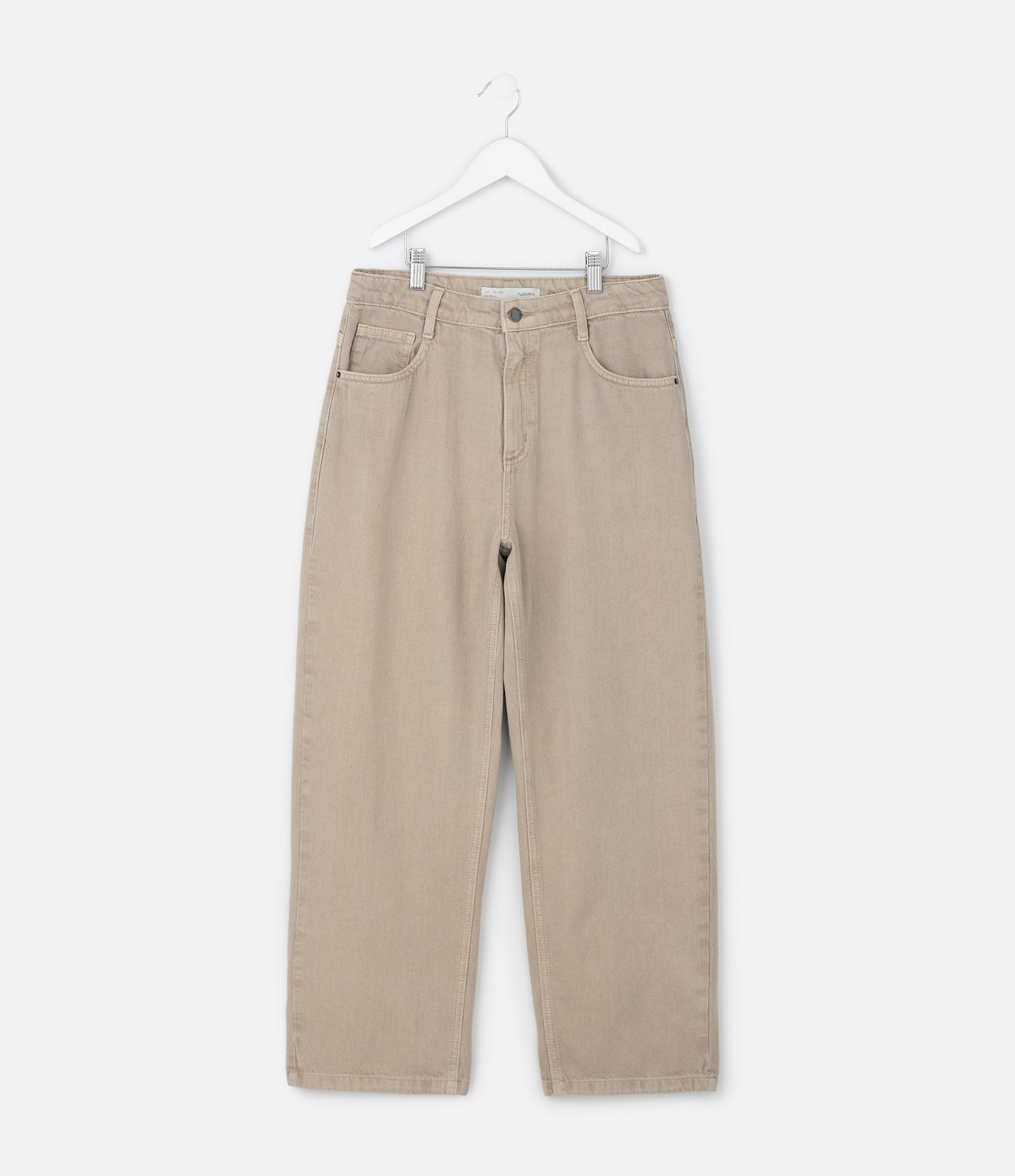 Calça Infantil Baggy em Sarja - Tam 7 a 14 Anos Cinza 1