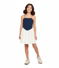Vestido Infantil em Ribana com Saia Balonê – Tam 5 a 14 Anos