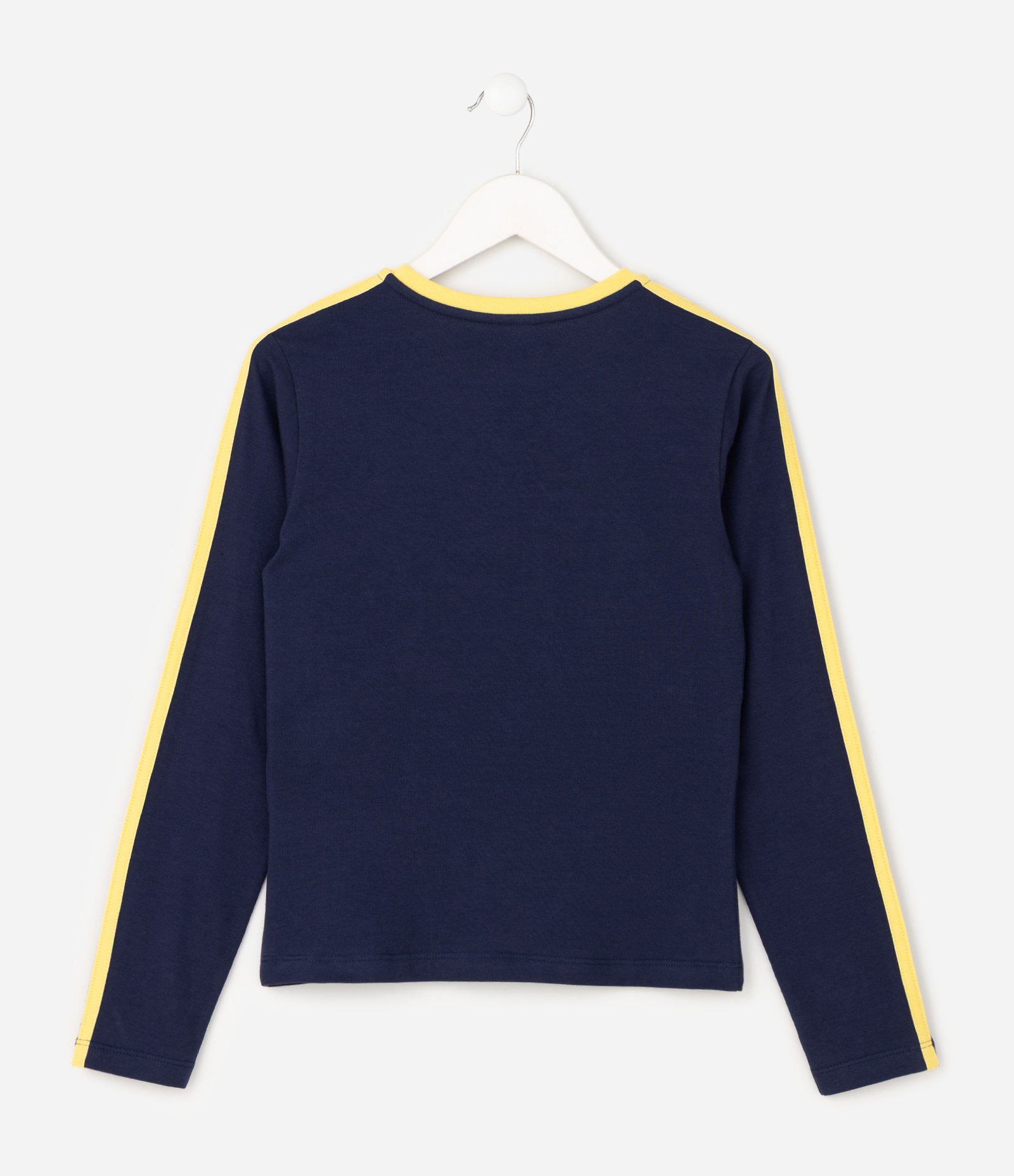 Baby Look Infantil com Lettering Brasil e Listras Contrastantes – Tam 5 a 16 Anos Azul Marinho 2