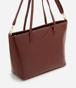 Bolsa Shopper Grande com Alça Longa e Textura Croco