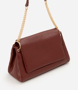 Bolsa Shoulder Grande com Alça Corrente e Metais em Light Gold