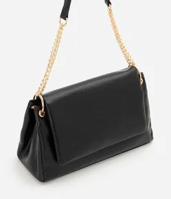 Bolsa Shoulder Grande com Alça Corrente e Metais em Light Gold