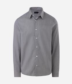 Camisa Regular Listrada em Fibra de Seda