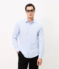 Camisa Regular Listrada em Fibra de Seda