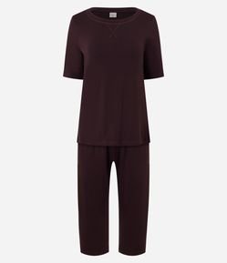 Pijama Longo em Viscolycra com Detalhe no Decote