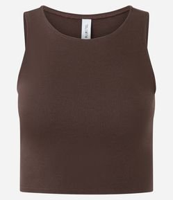 Blusa Cropped sem Manga em Algodão com Textura Canelada