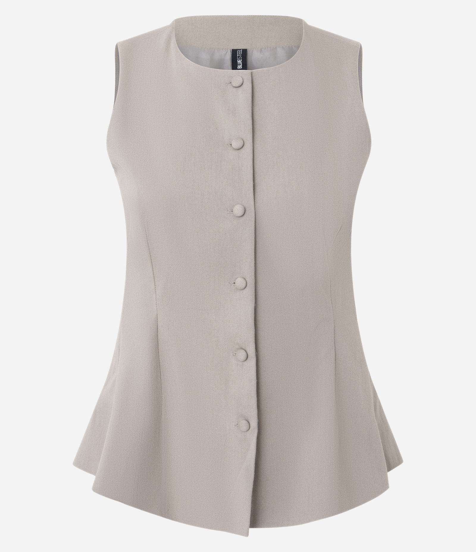 Colete Peplum em Bengaline com Botões Forrados Bege 5