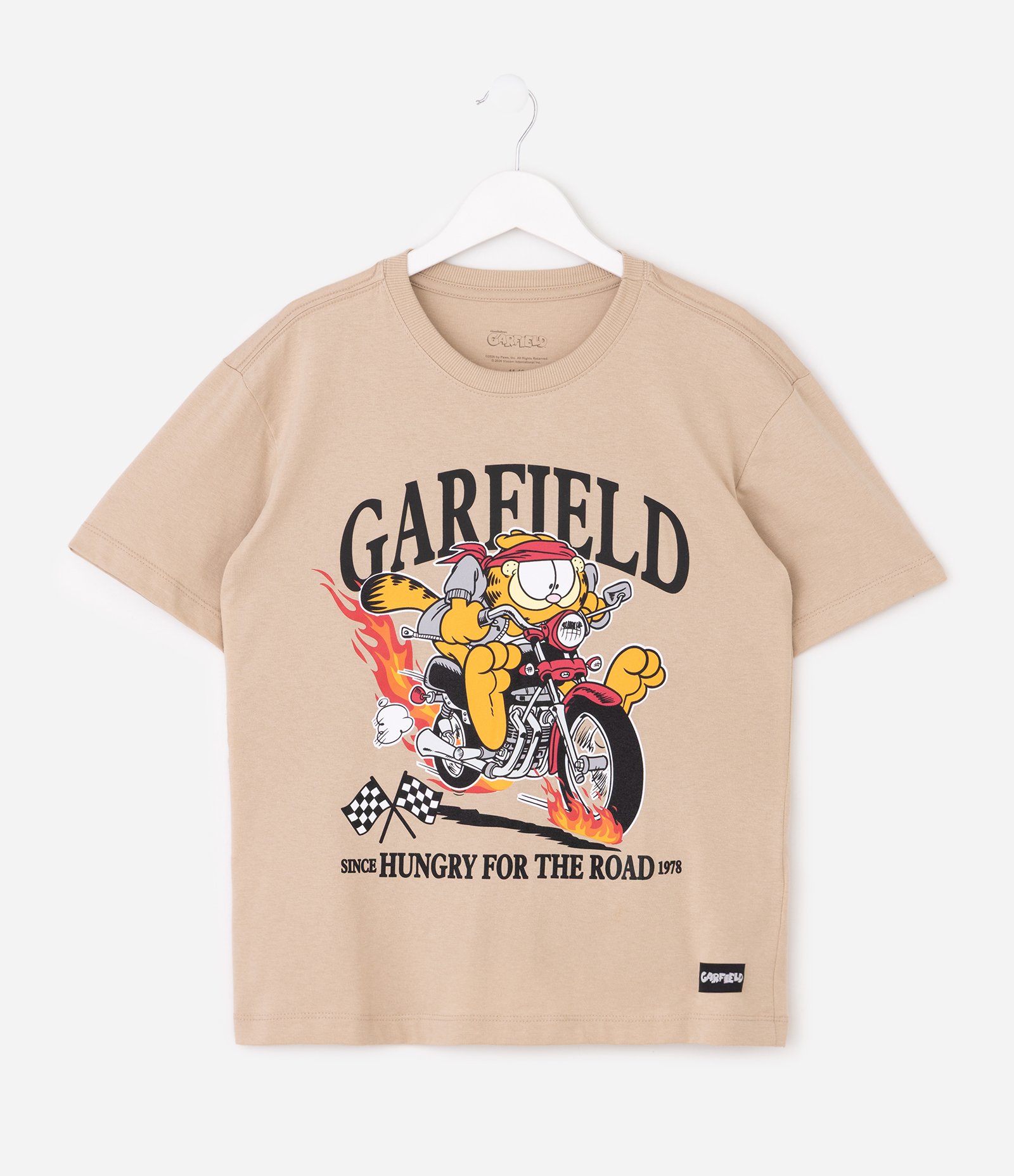 Camiseta Relaxed Garfield On The Road - Tam 5 a 14 Anos Bege 1