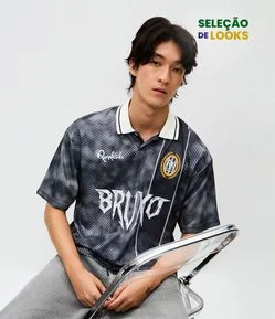 Camiseta Boxy em Jacquard com Estampa Ronaldinho Bruxo