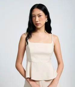 Blusa Peplum em Viscose Alfaiatada e Estruturada