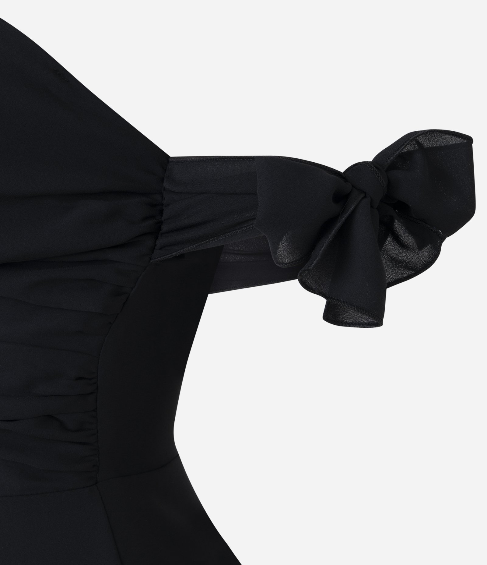 Vestido Curto sem Manga em Chiffon com Drapeado e Recortes Frontais Preto 6