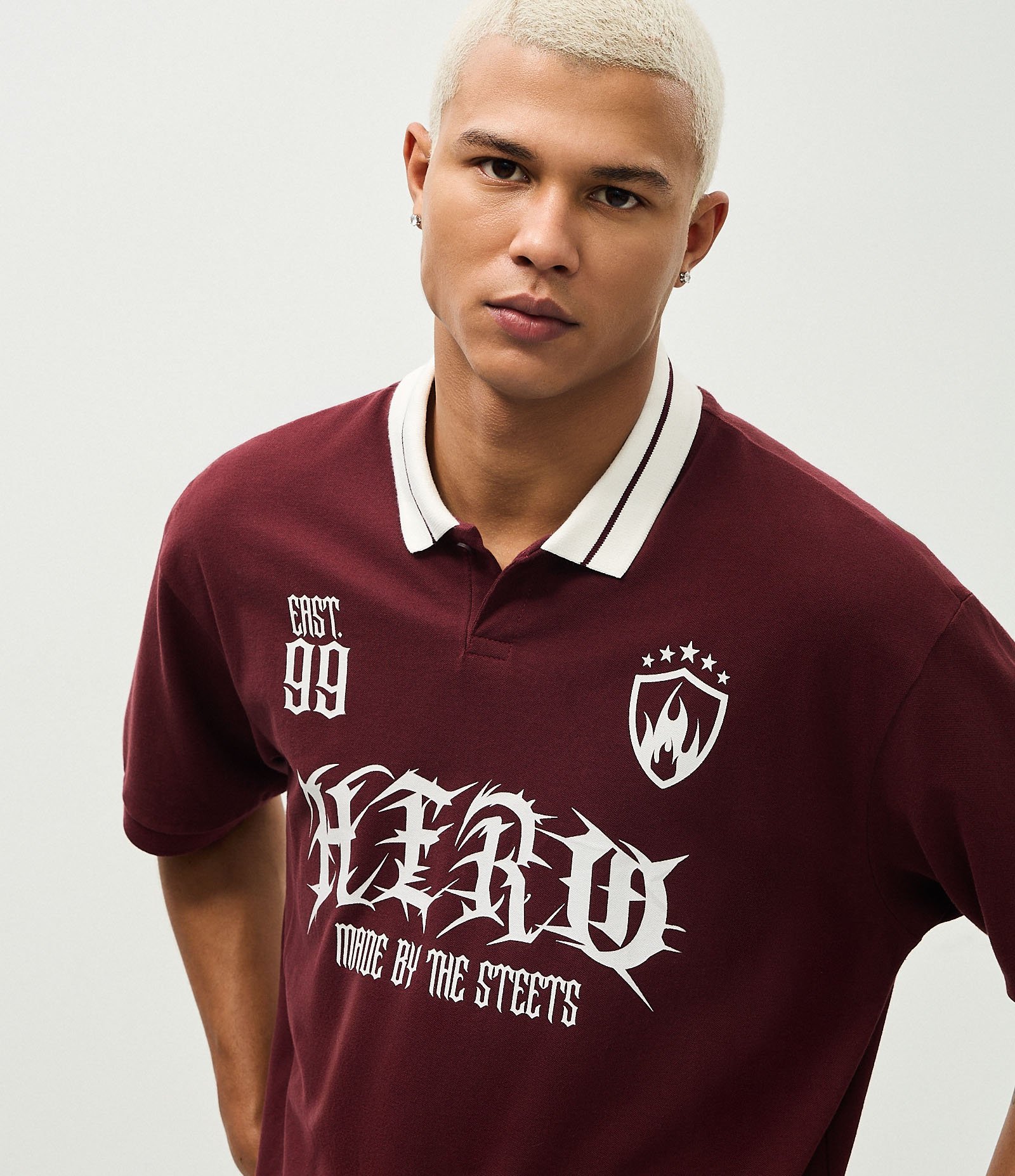 Camiseta Boxy em Piquet com Estampa Frontal Vermelho 1