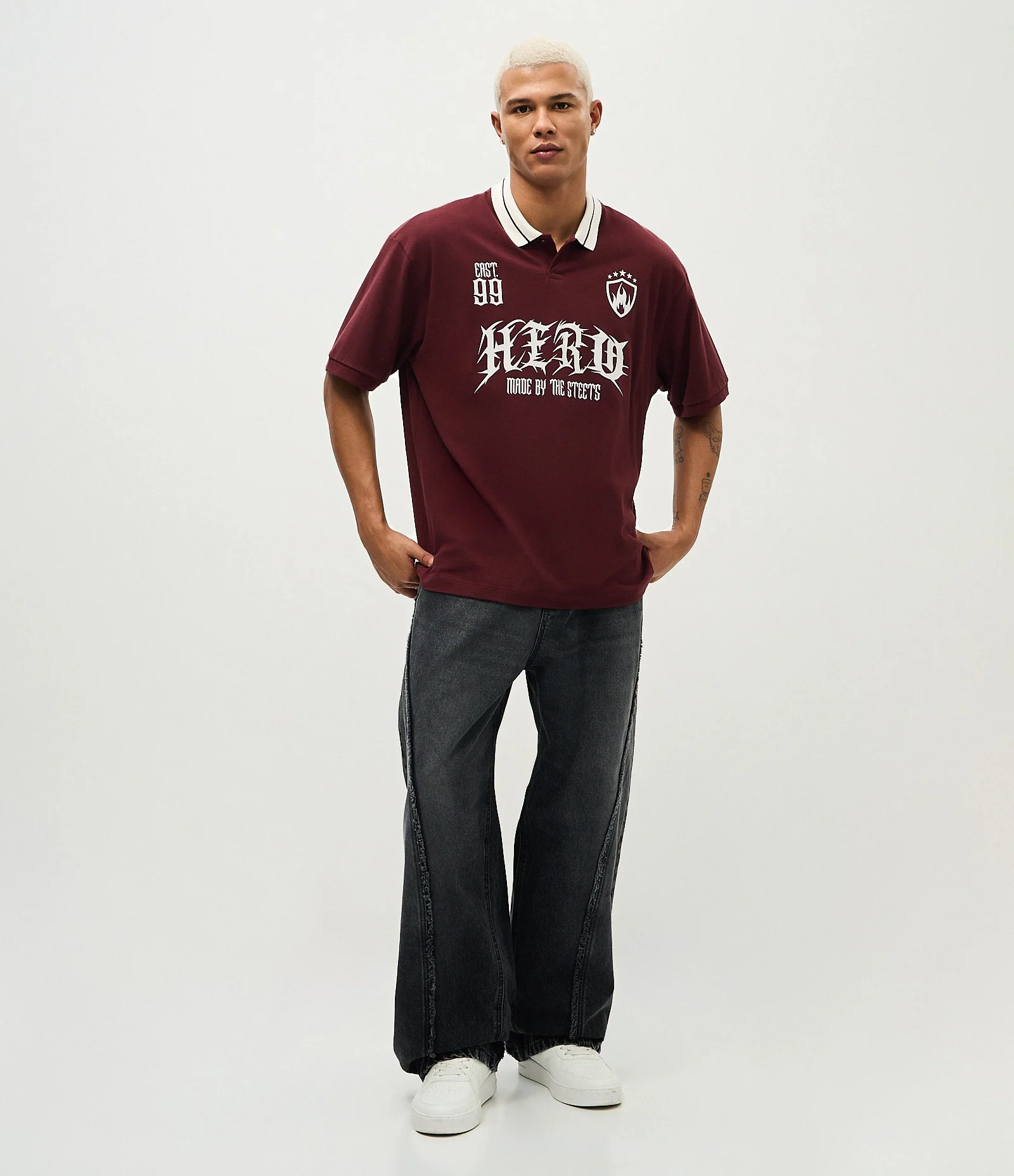 Camiseta Boxy em Piquet com Estampa Frontal Vermelho 2