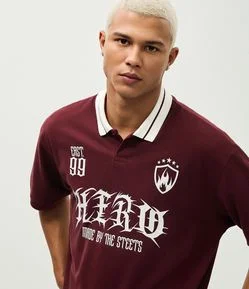 Camiseta Boxy em Piquet com Estampa Frontal