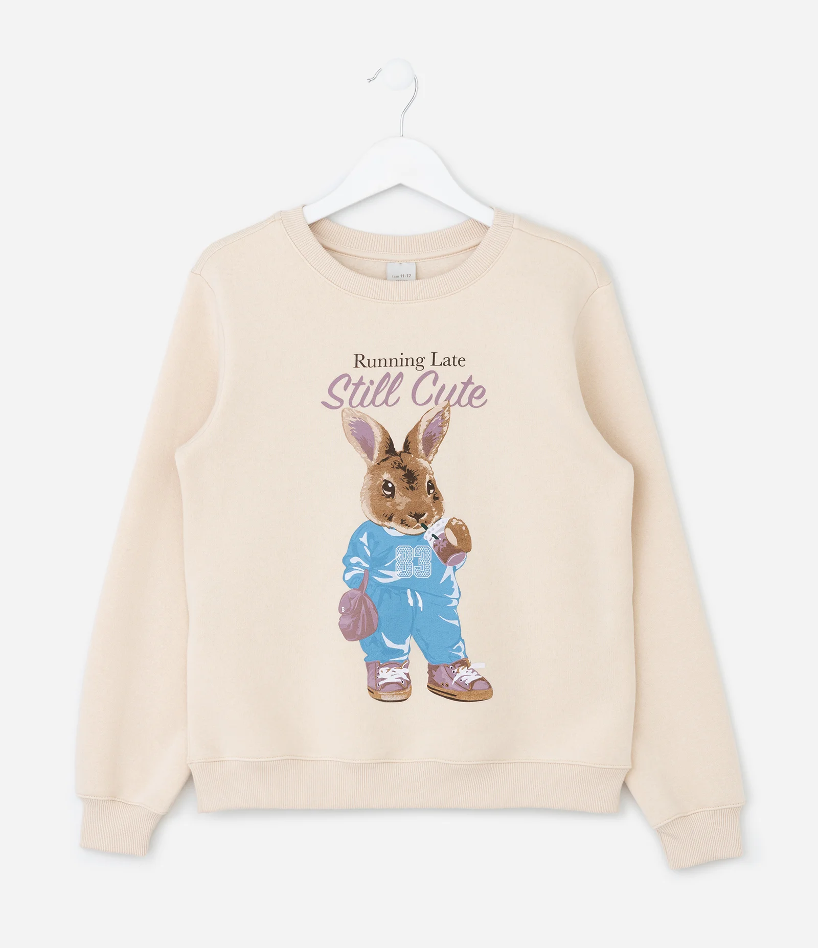 Casaco Infantil com Estampa de Coelho – Tam 7 a 14 Anos Bege Claro 1