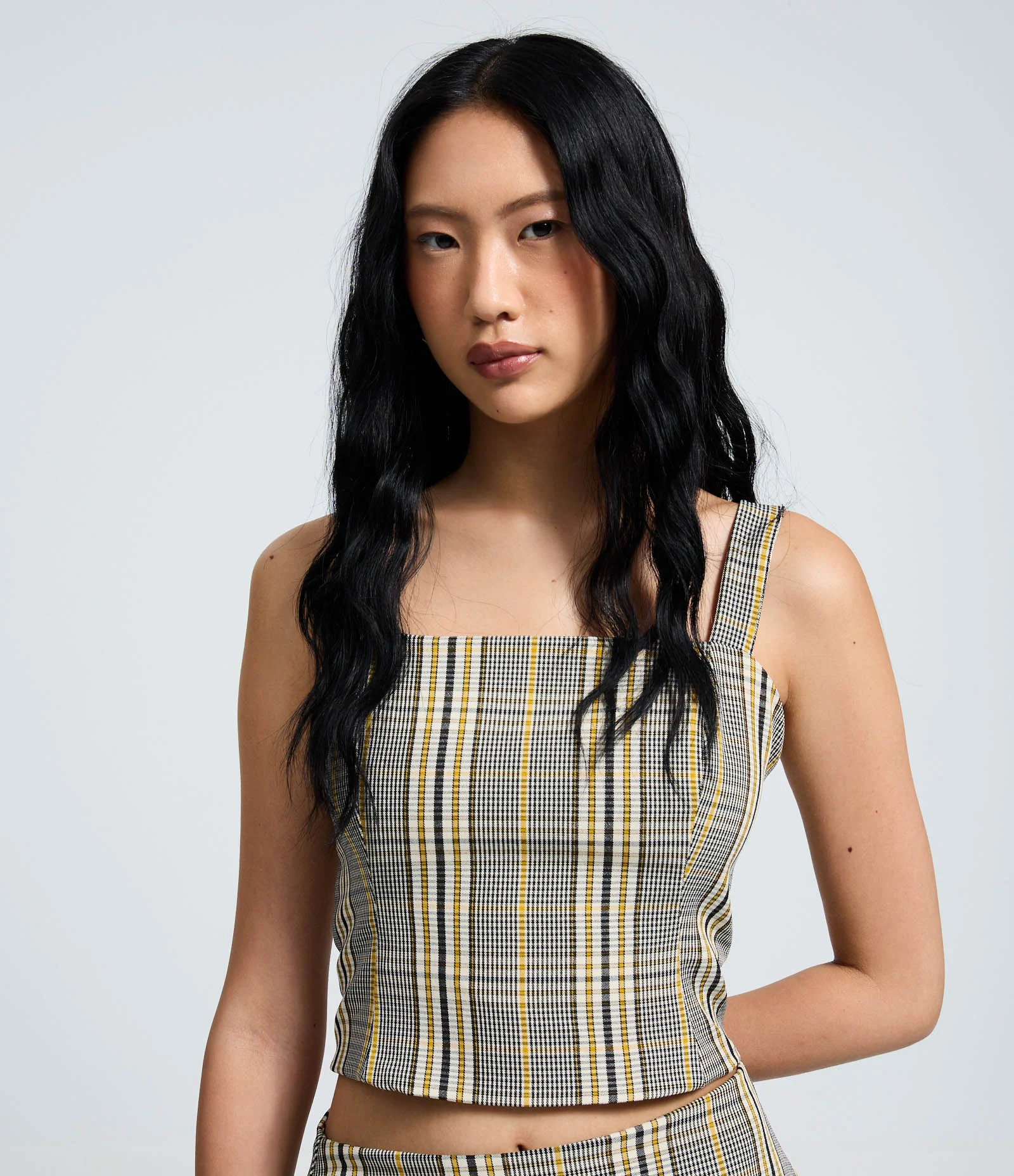 Blusa Alfaiatada com Estampa Xadrez e Zíper Multicores 1