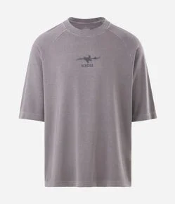 Camiseta Oversized Algodão Estampa Frontal Raglan
