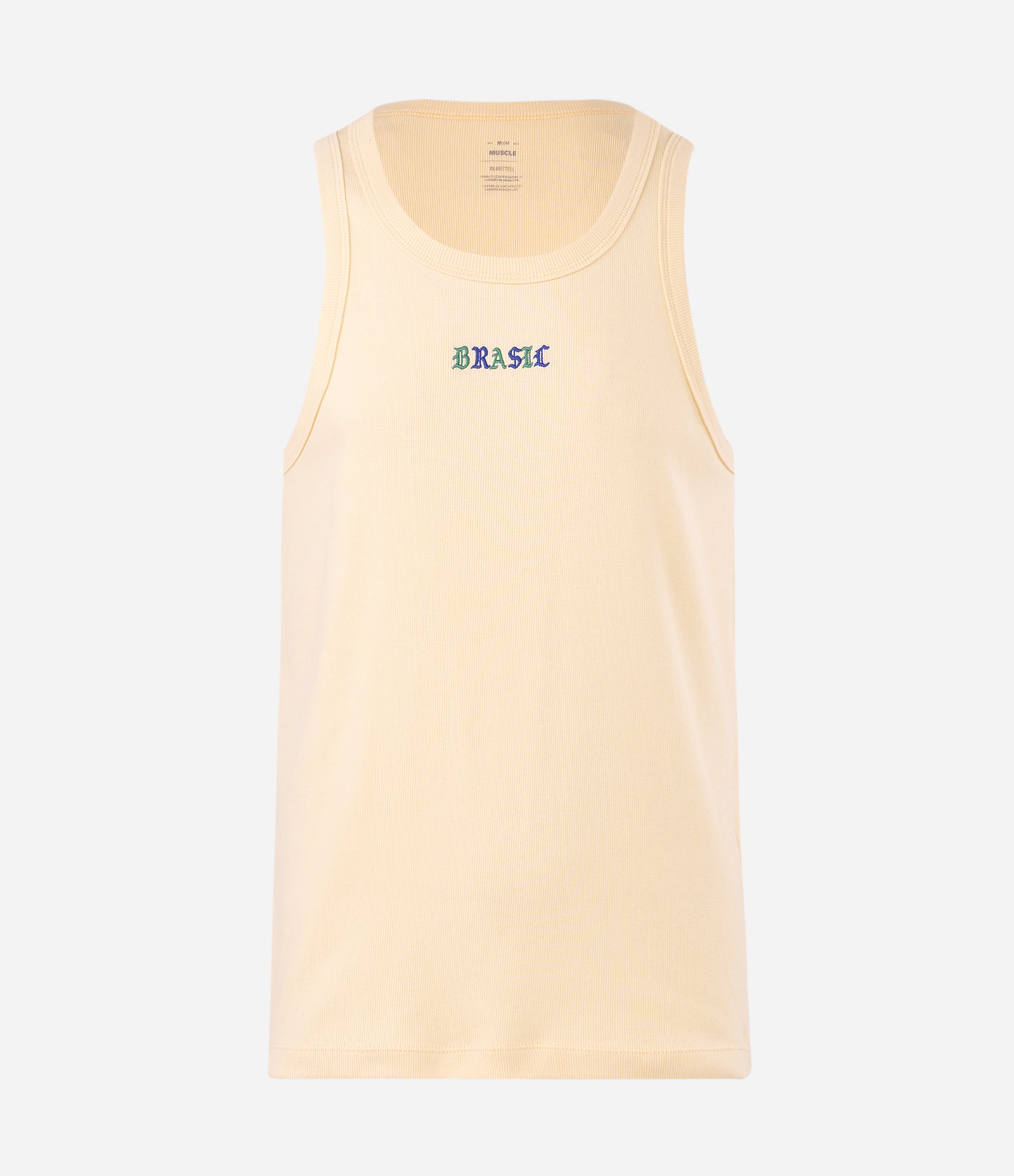 Regata Muscle em Ribana com Bordado Brasil Amarelo 4