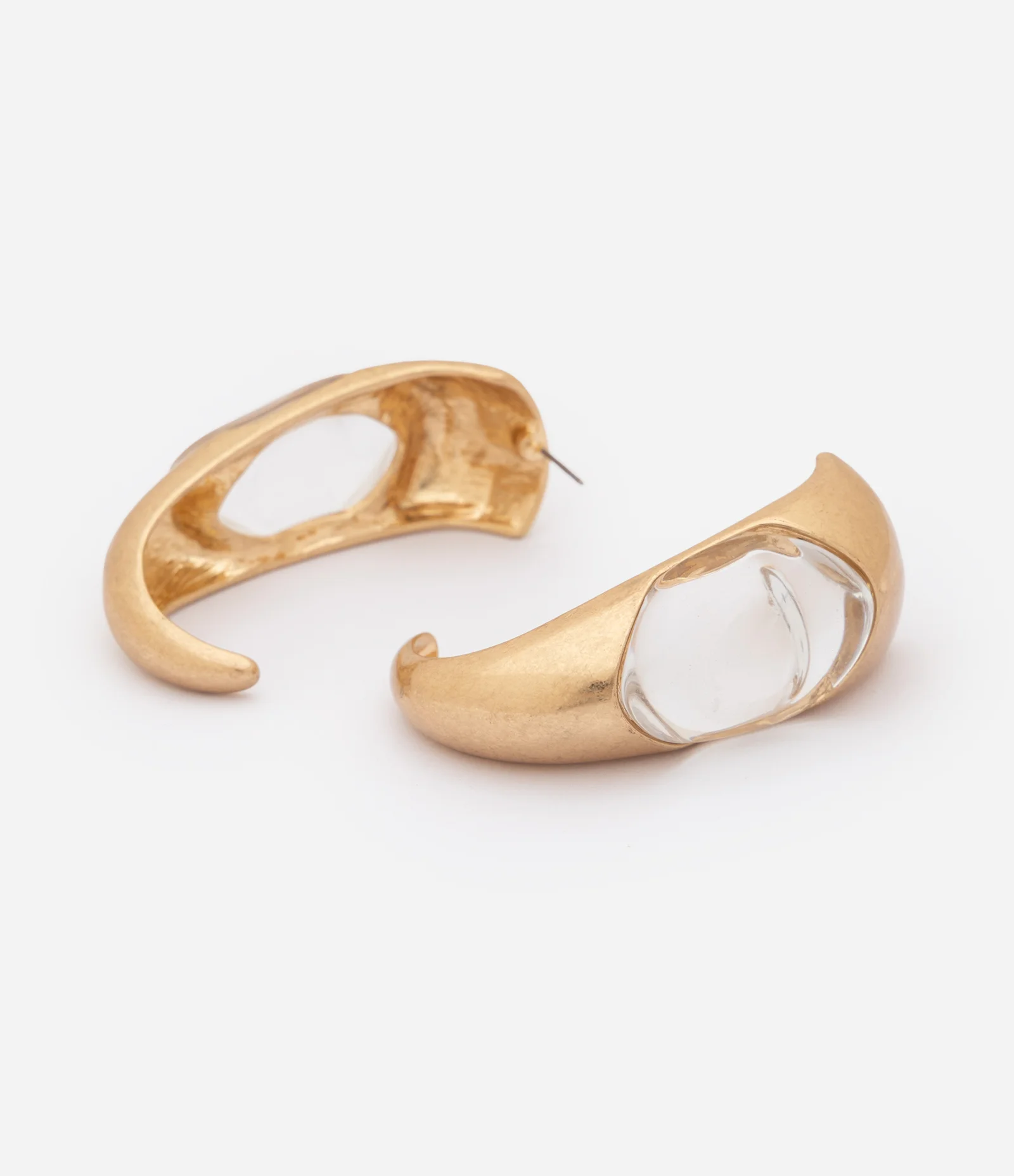 Argola Maxi com Resina Transparente Dourado 2
