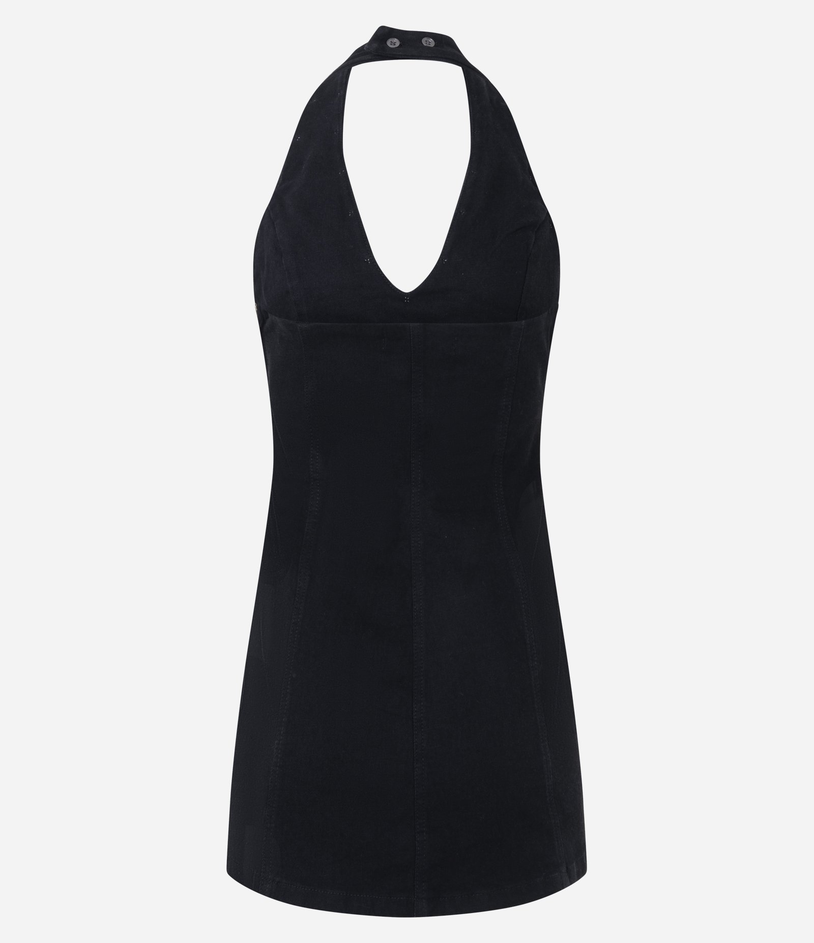 Vestido Frente Única em Sarja com Tachas no Decote Preto 3
