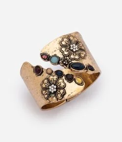 Bracelete Orgânico com Resinas Decorativas e Mola