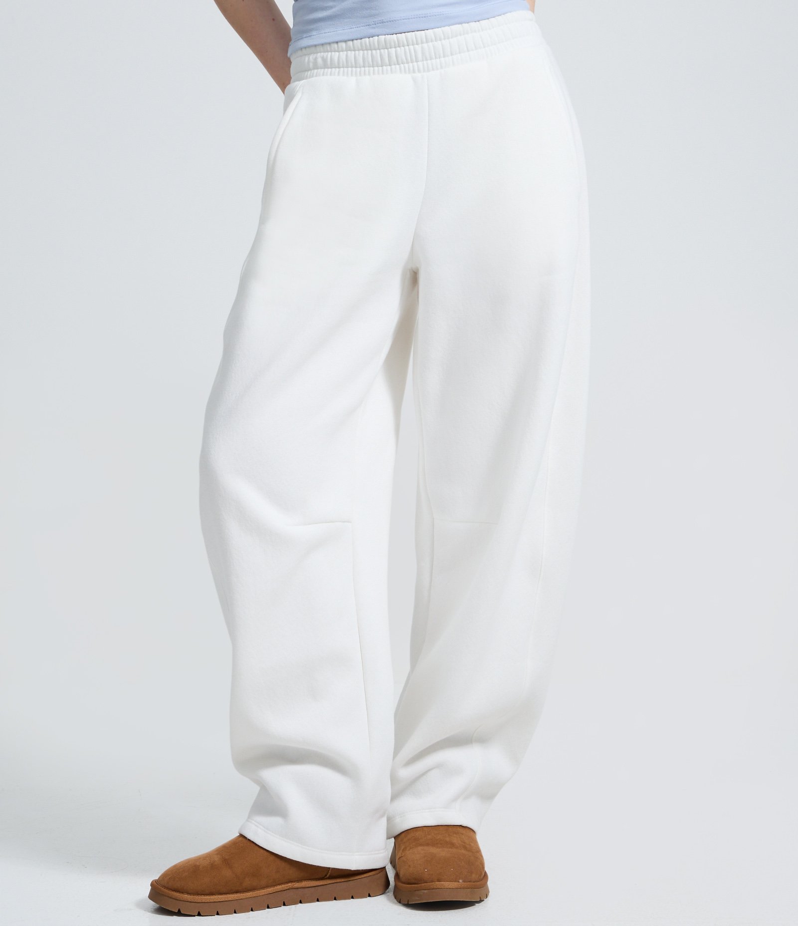 Calça Barrel de Moletom Branco 3