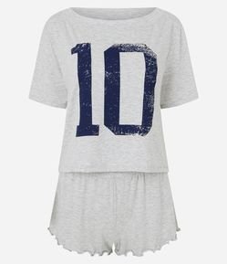 Pijama Curto com Lettering Frontal