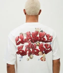 Camiseta Boxy em Algodão com Lettering Contrastante