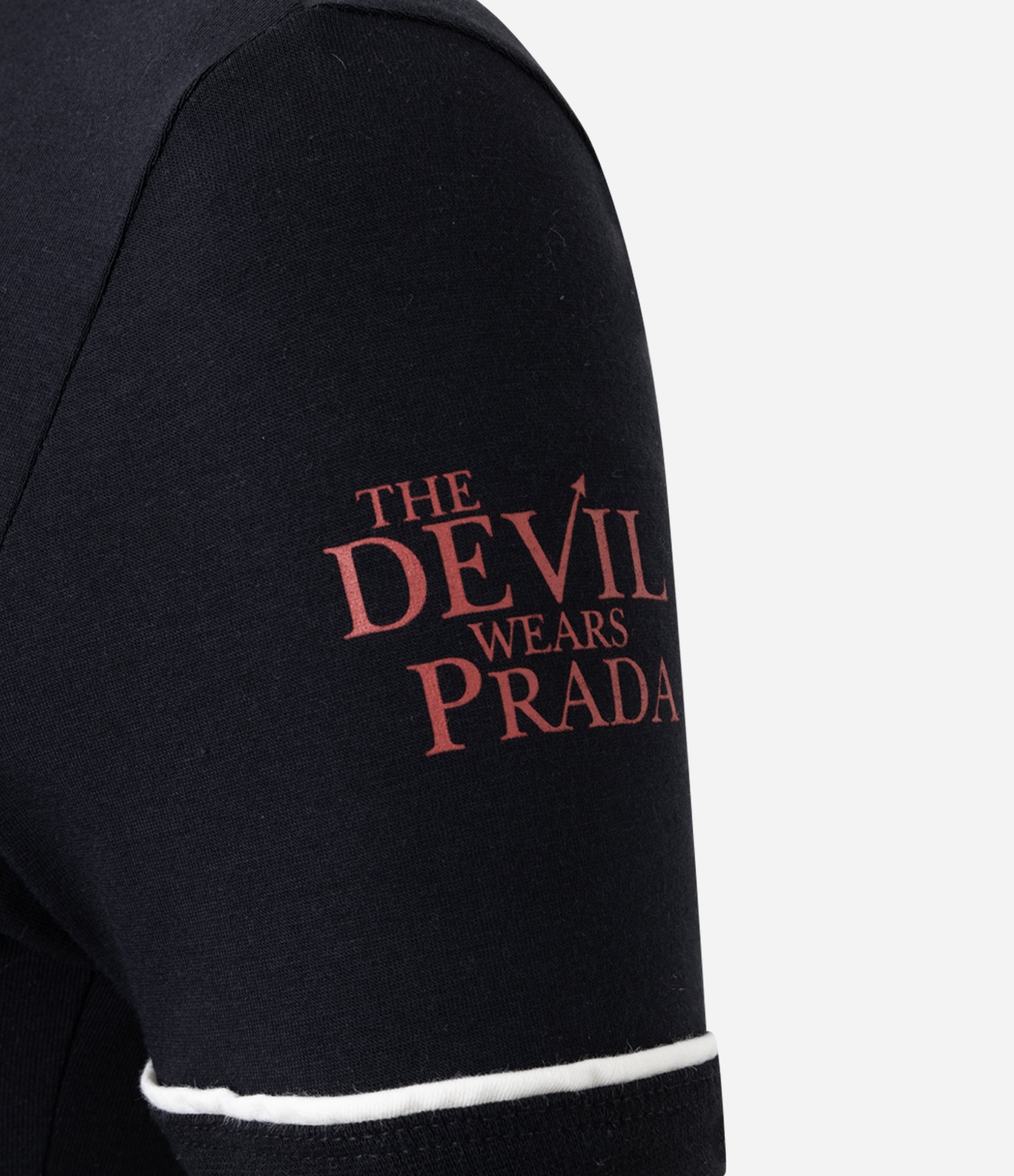 Camiseta em Algodão com Estampa do Diabo Veste Prada Preto 6