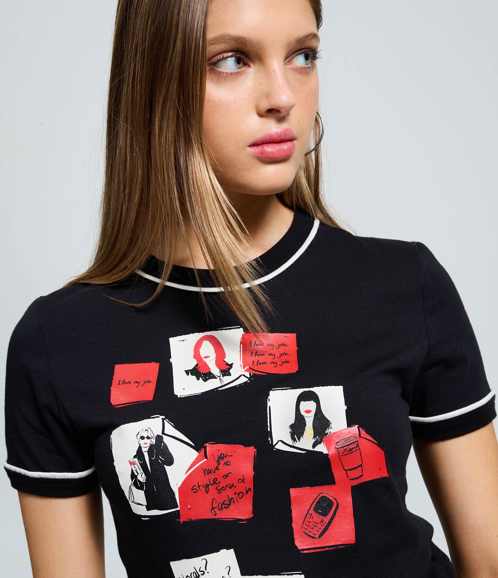 Camiseta em Algodão com Estampa do Diabo Veste Prada Preto 3