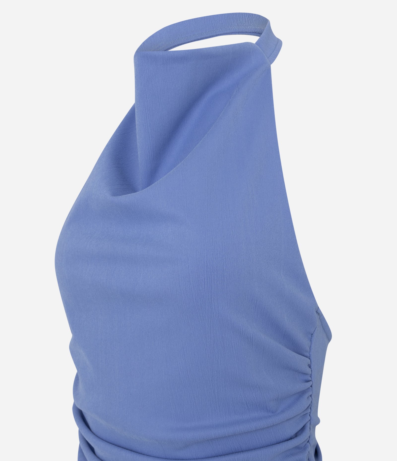 Blusa em Bengaline com Decote Degagê e Franzidos Laterais Azul 5
