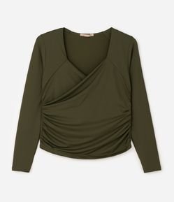 Blusa Manga Longa com Decote Transpassado Curve & Plus Size