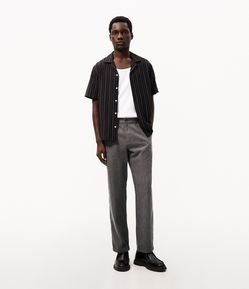 Calça Reta Polyvelour com Cós Elástico