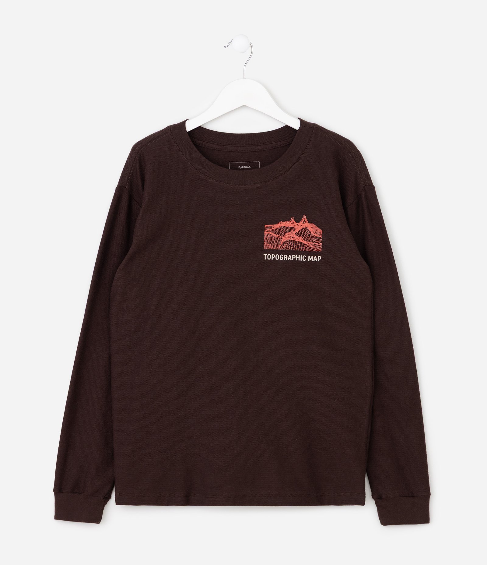 Camiseta Manga Longa Texturizada com Bordado - 5 a 14 Anos Marrom 1