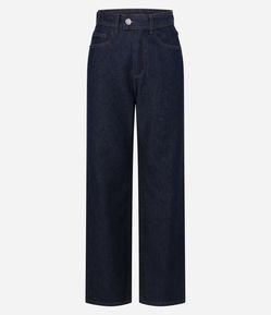 Calça Jeans Reta Comfort com Cintura Baixa e Bolsos Coração