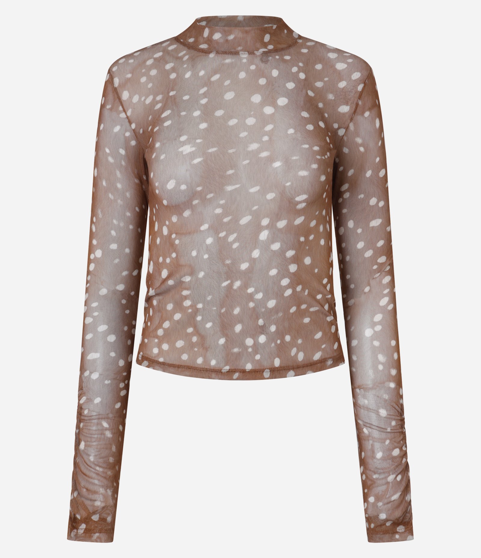 Blusa Manga Longa de Sobreposição com Estampa Abstrata Marrom 4