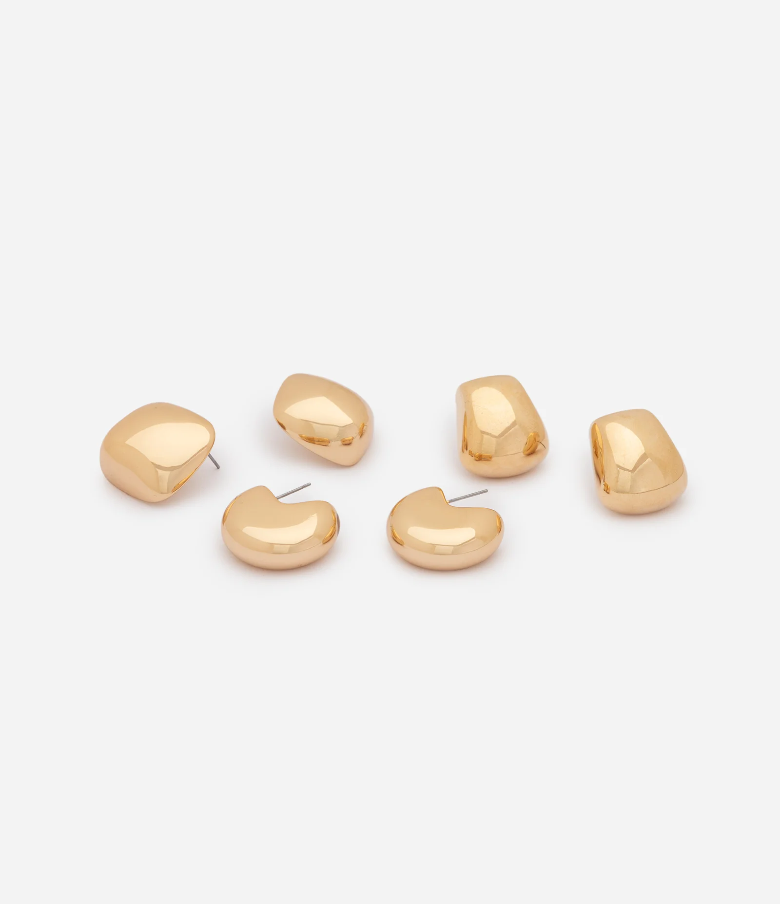 Kit  03 Brincos com Formatos Geométricos Dourado 2