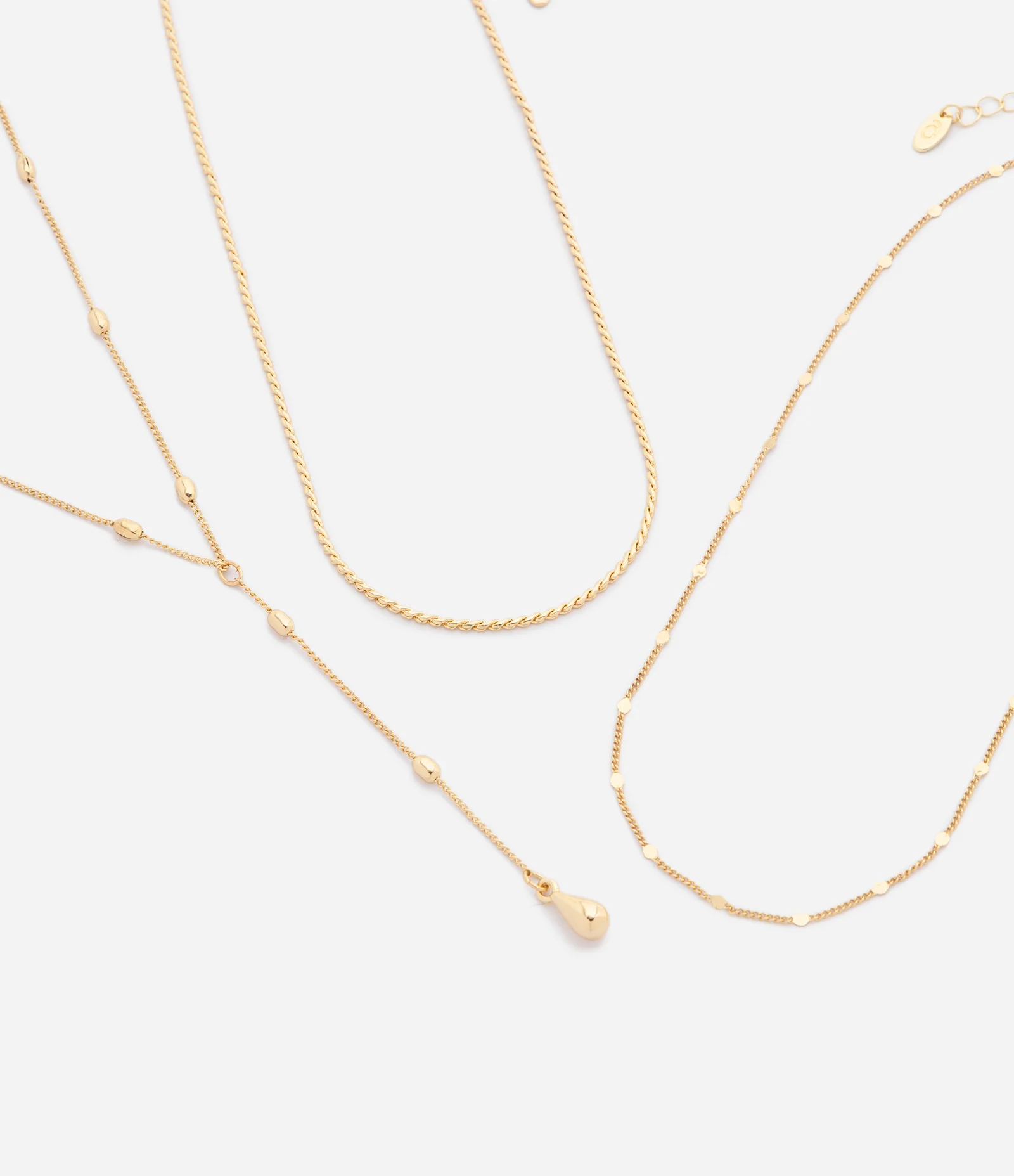 Colar em Camadas com Correntes Delicadas e Gravata Dourado 1