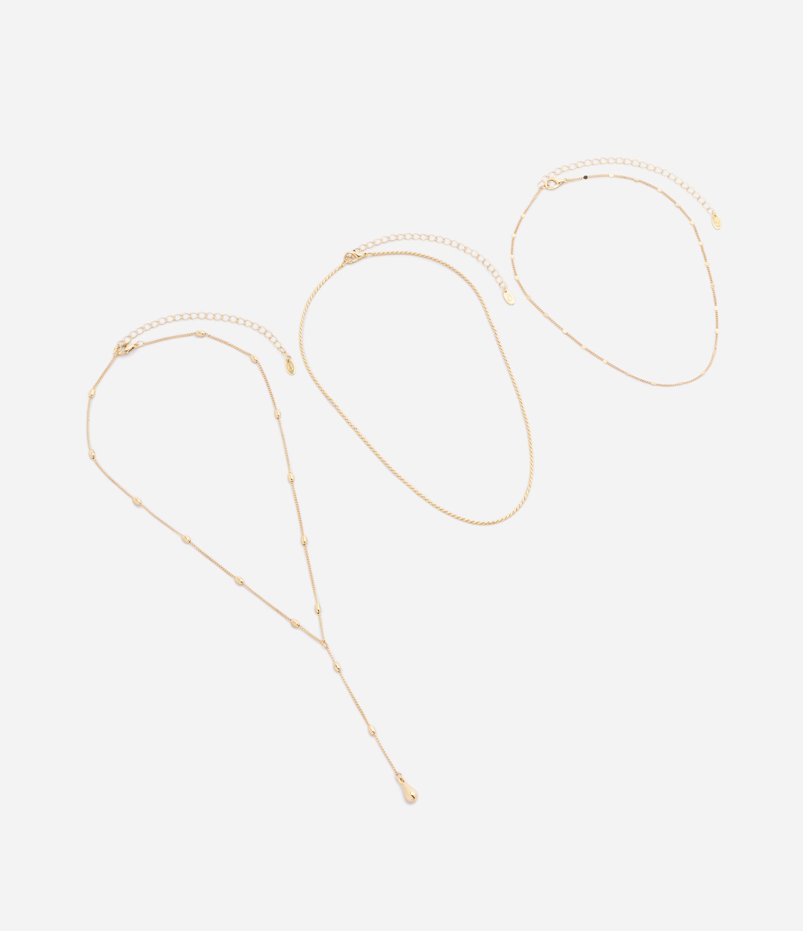 Colar em Camadas com Correntes Delicadas e Gravata Dourado 2