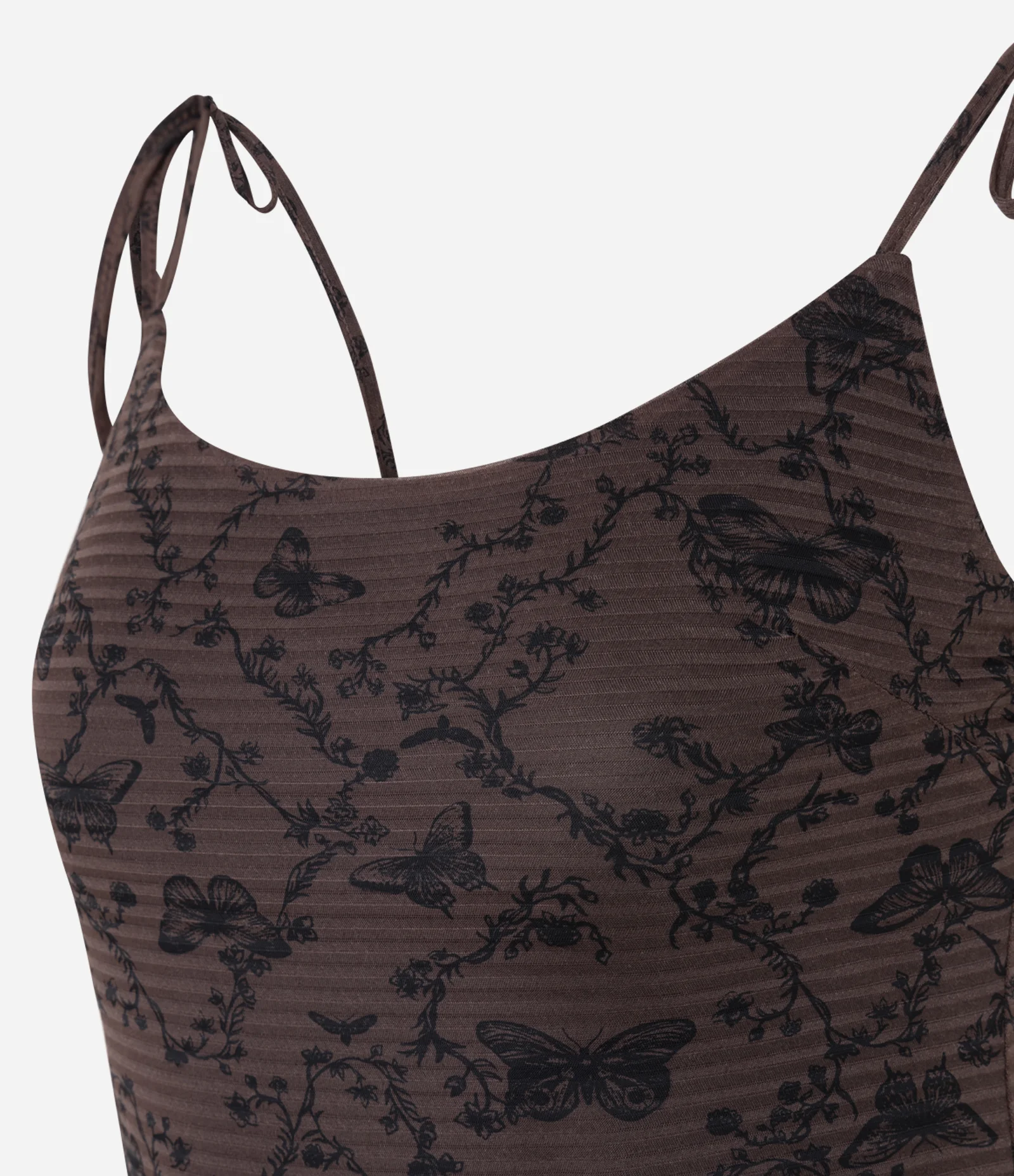 Blusa em Chiffon com Recorte Assimétrico e Babados Marrom 2