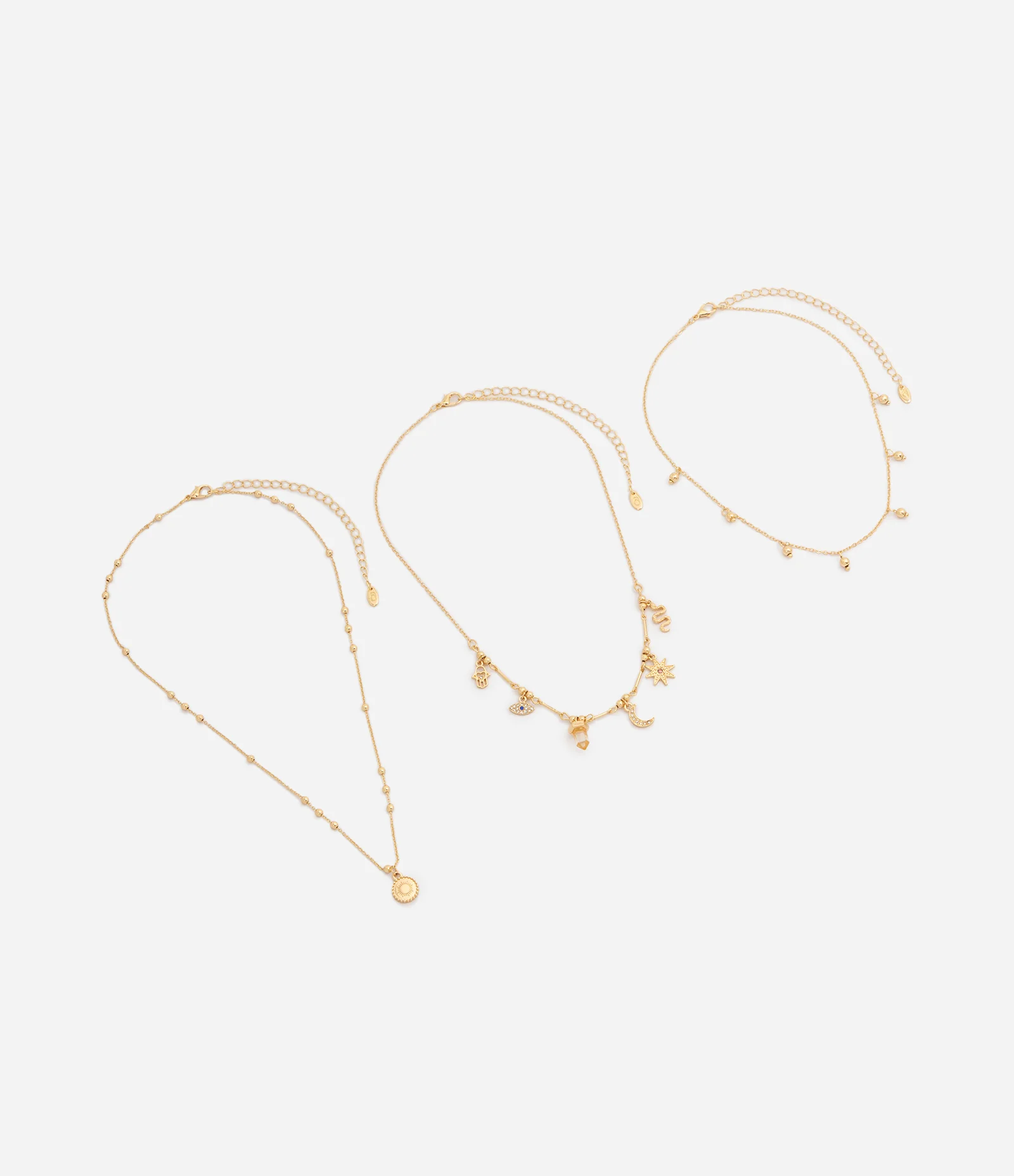 Colar Camadas com Pingentes Místicos Dourado 2